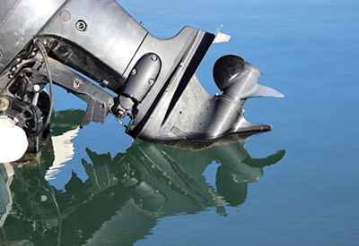 Trimmed Outboard Engine