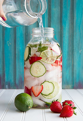 Strawberry Lime Cucumber and Mint Water