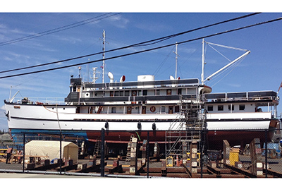 Wooden Yacht Marabell In For Repairs